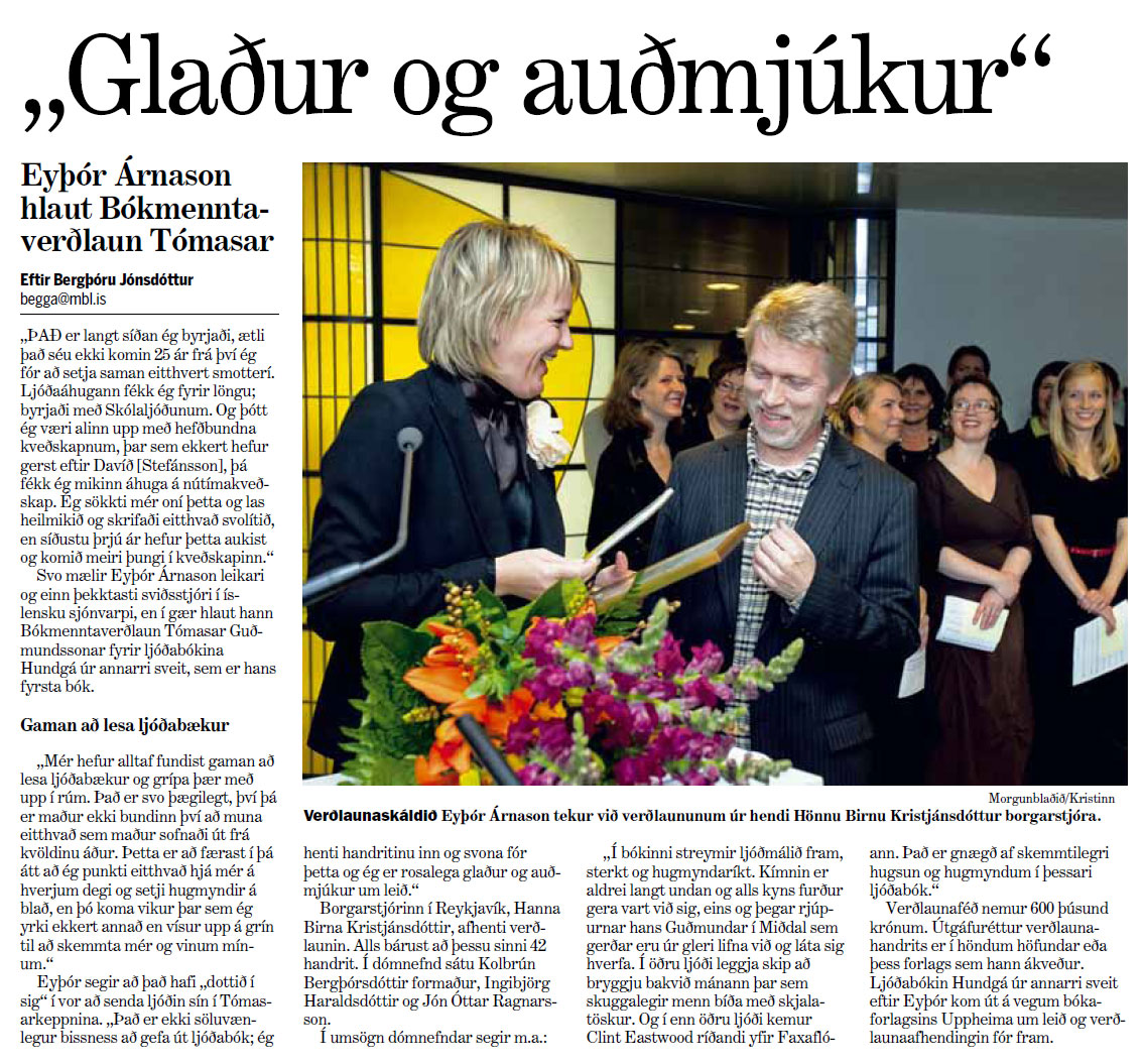 Eyþór Árnason - Glaður og auðmjúkur - Moggi 14. október 2009