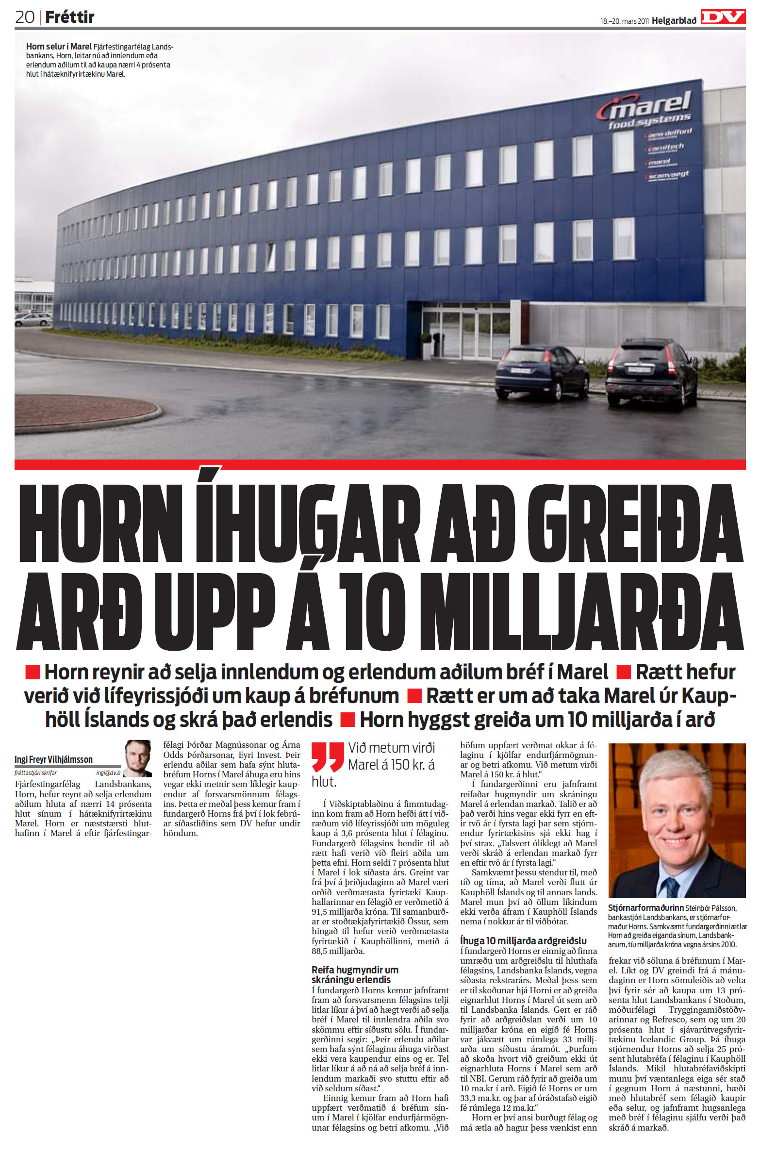 Horn íhugar að greiða arð upp á 10 milljarða - DV 18. mars 2011